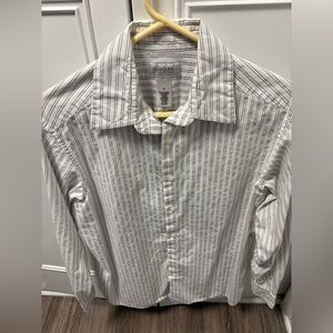 Concepts by Claiborne Men's White Striped Shirt (Men’s Size: Medium)
